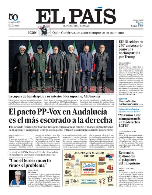 Portada del día: El País